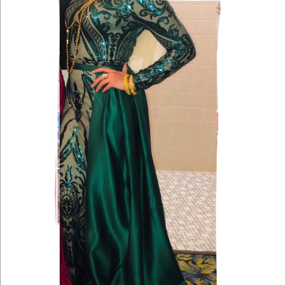 Long Sleeve Embellished Gown